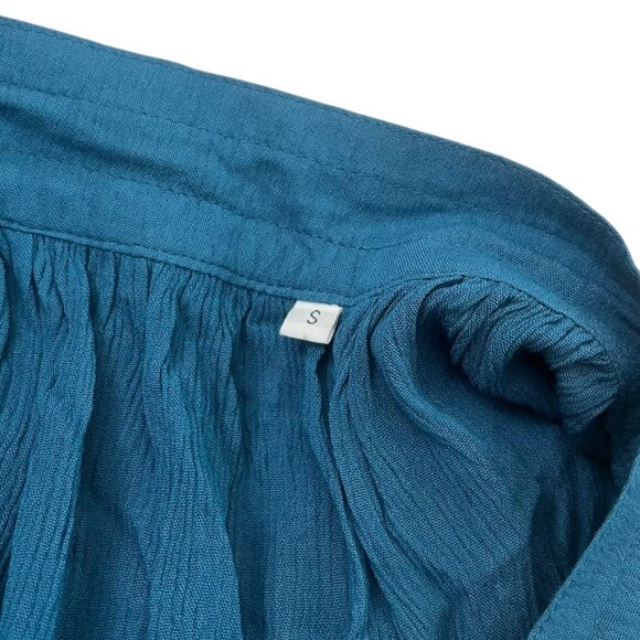 Babydoll Boho Ruffle Mini Dress Blue Size Small Hippie Beach‎ Coastal Festival - Picture 5 of 7